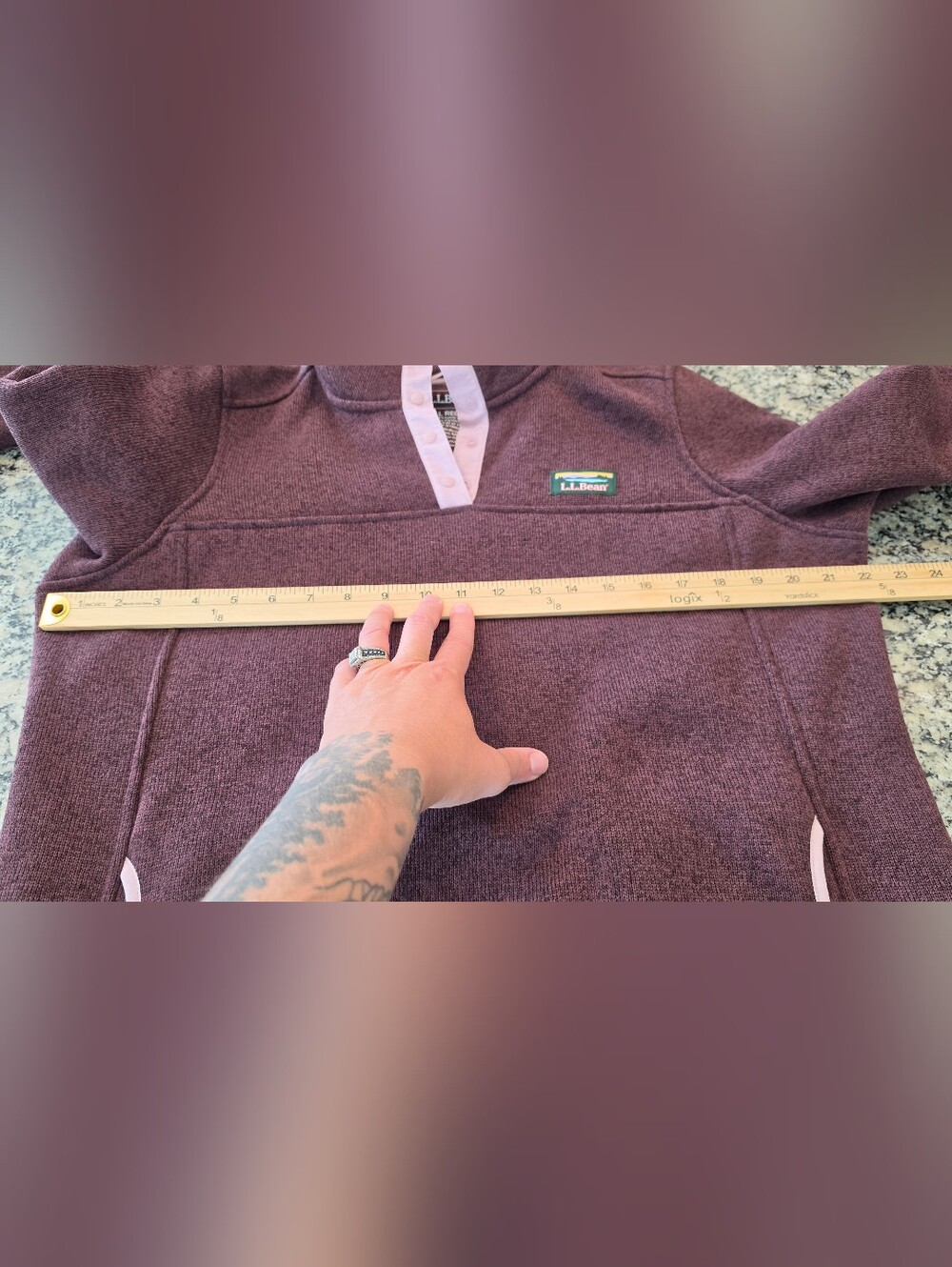 L.L.Bean Women’s L Snap Neck Fleece Pullover Plum Outdoor Fisherman Aesthetic - Picture 9 of 10